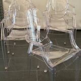 Set of six vintage transparent polycarbonate chairs