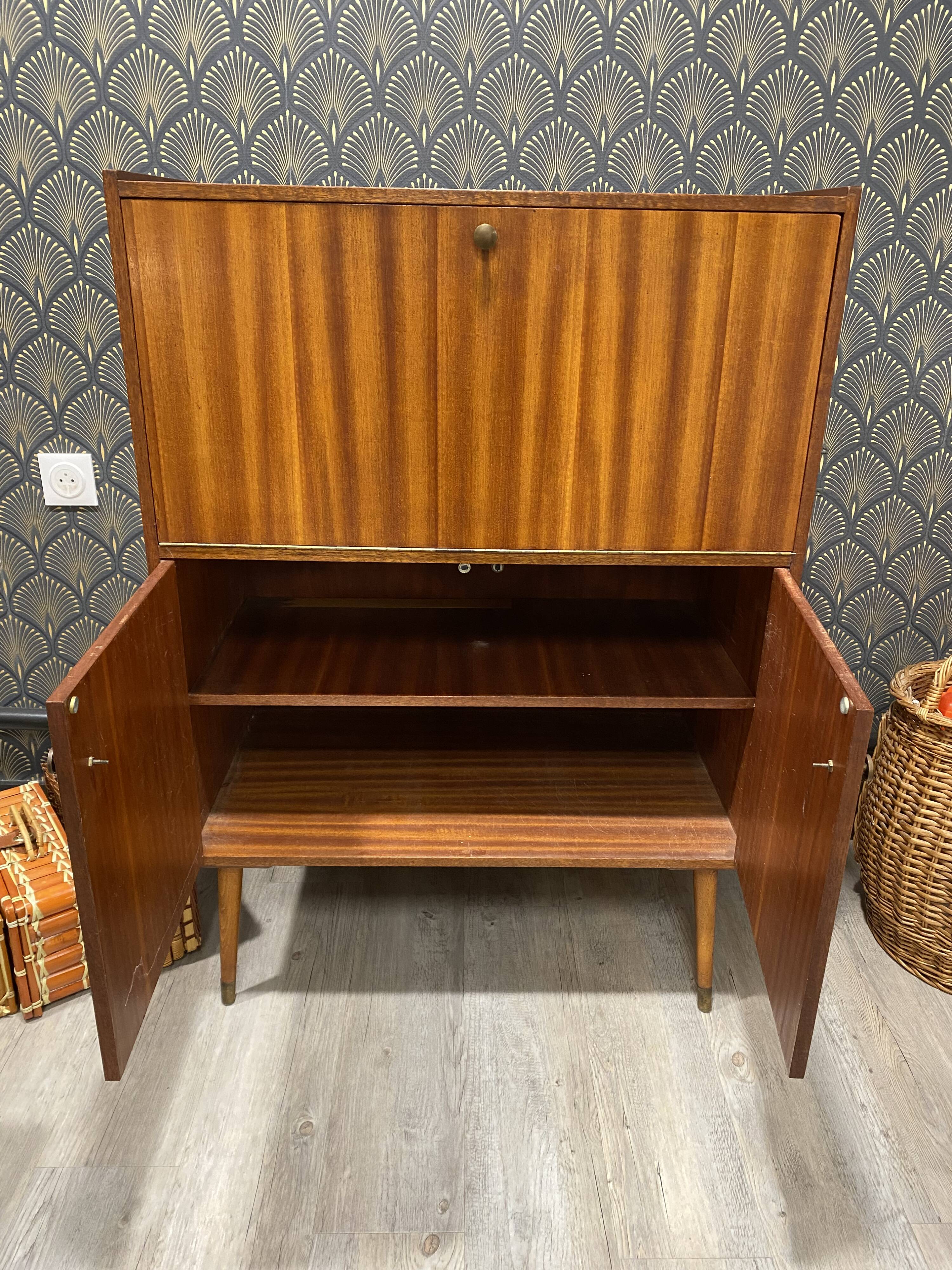 Vintage Scandinavian designer secretary in teak wood, 1960s