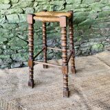 High stool in turned wood