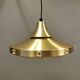 Danish Hanging lamp from the 80s in gold-coloured aluminium with hard-pressed plastic bottom grid an