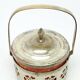 Art Nouveau sugar bowl, silver-plated brass, orange glass, Germany, early 20th century