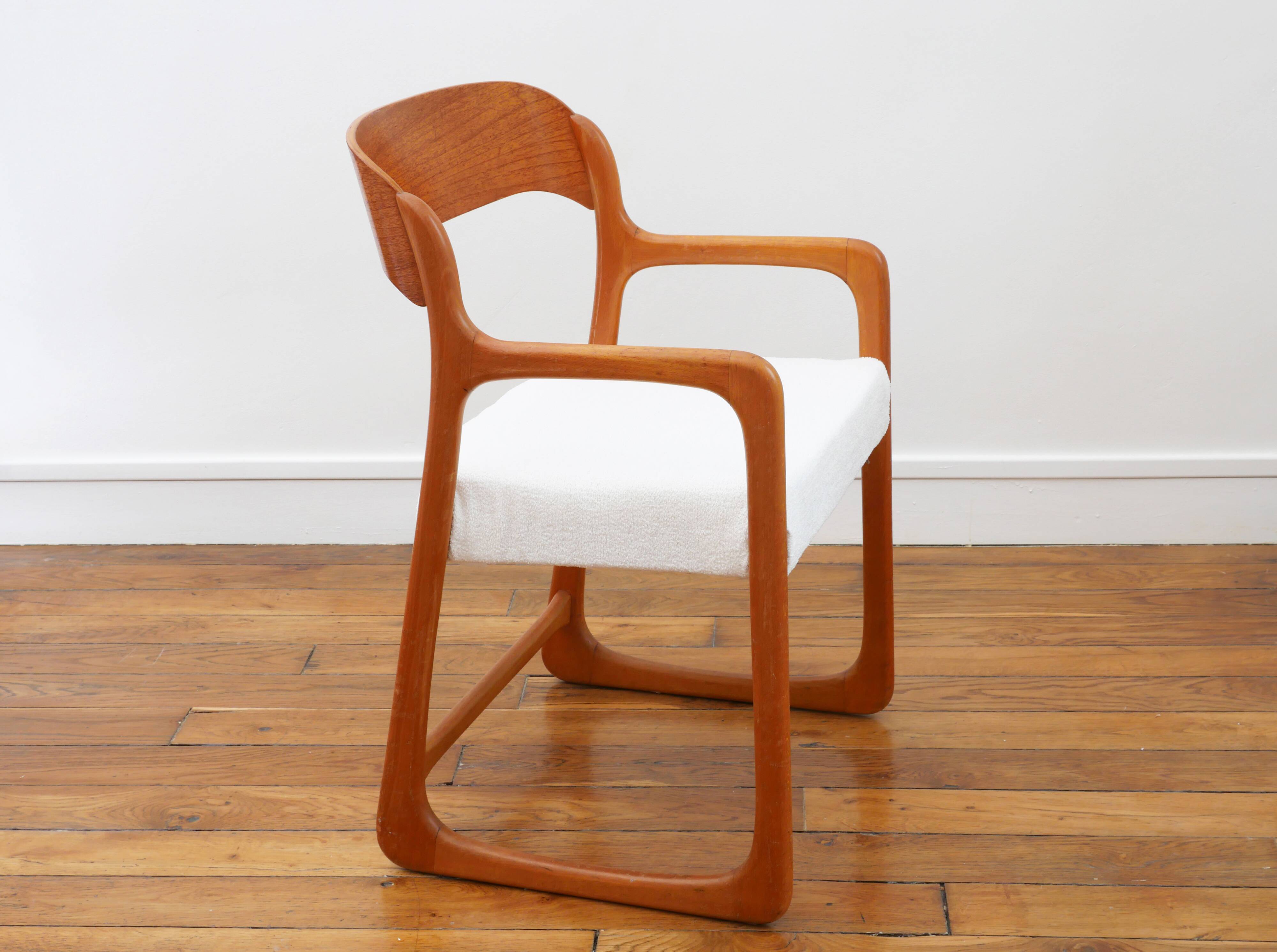 Baumann Sleigh Armchair - Restored - Fabric, foam & straps: new