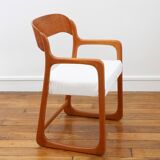Baumann Sleigh Armchair - Restored - Fabric, foam & straps: new