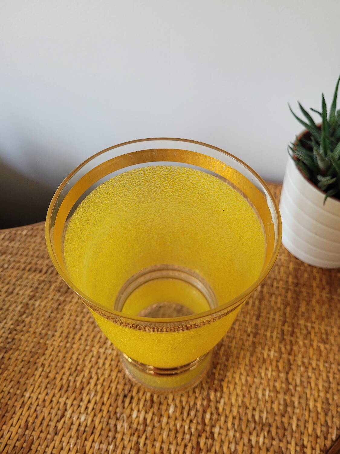 Yellow and gold granite vase