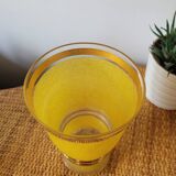 Vase granité jaune et doré