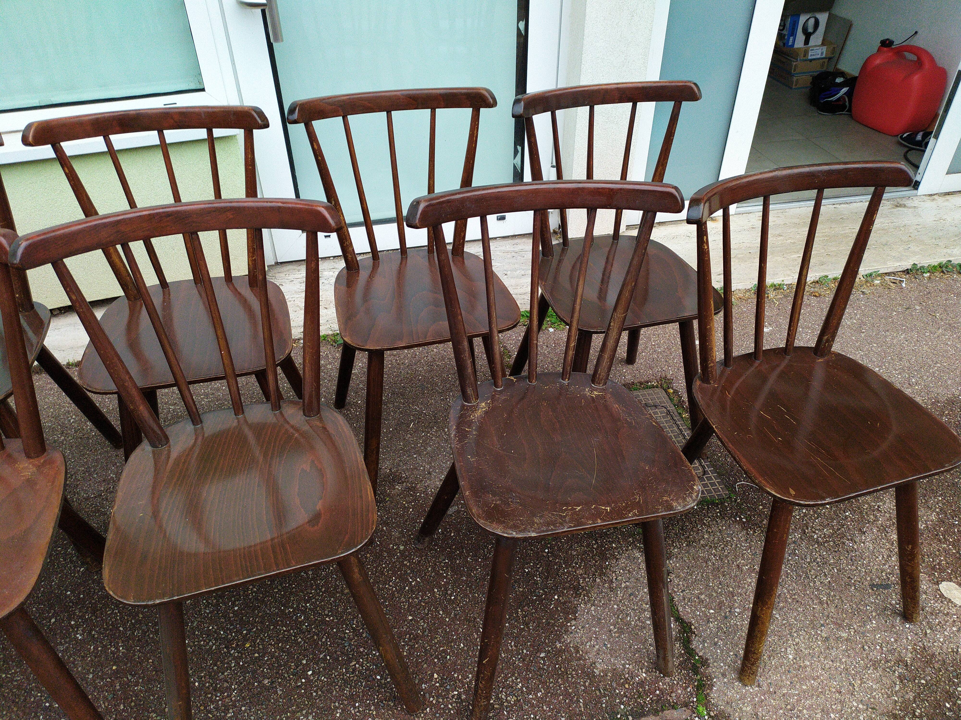 Lot de 20 chaises de bistrot bois - vintage