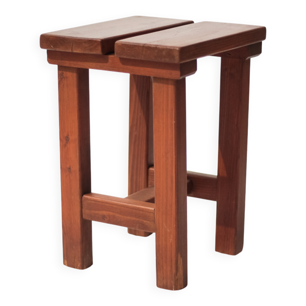 Tabouret vintage, tabouret en pin brutaliste, tabouret d'appoint