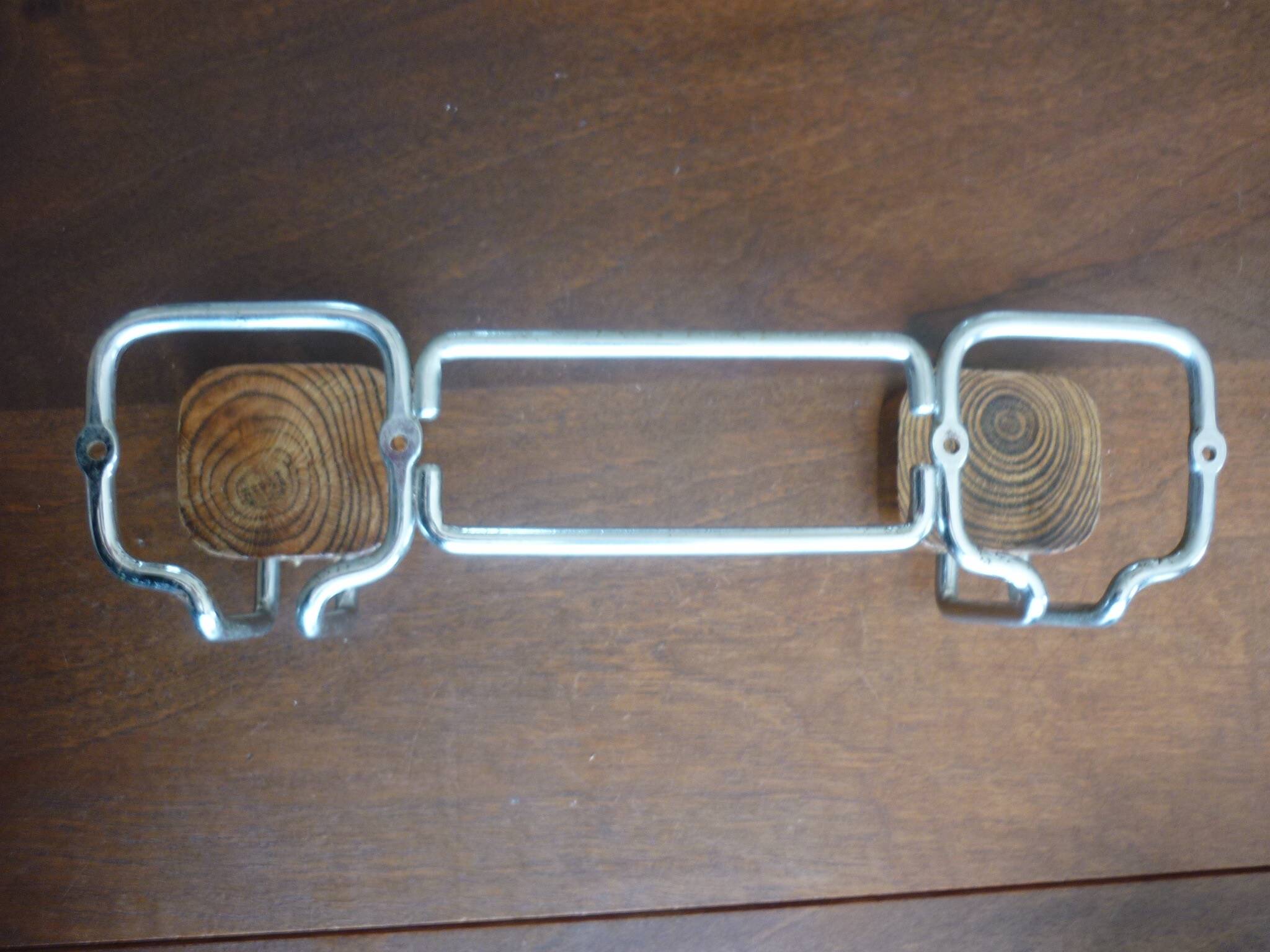 Coat rack with 2 wooden hooks 1970