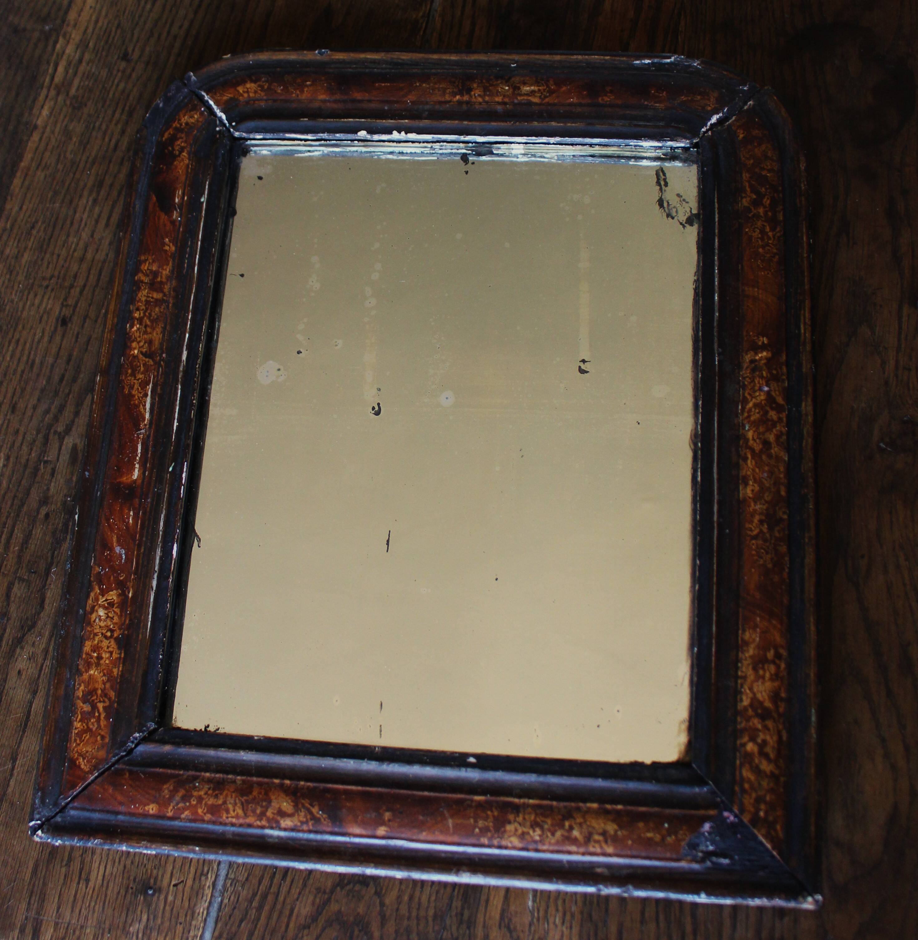 Miroir ancien Louis Philippe noir et marron