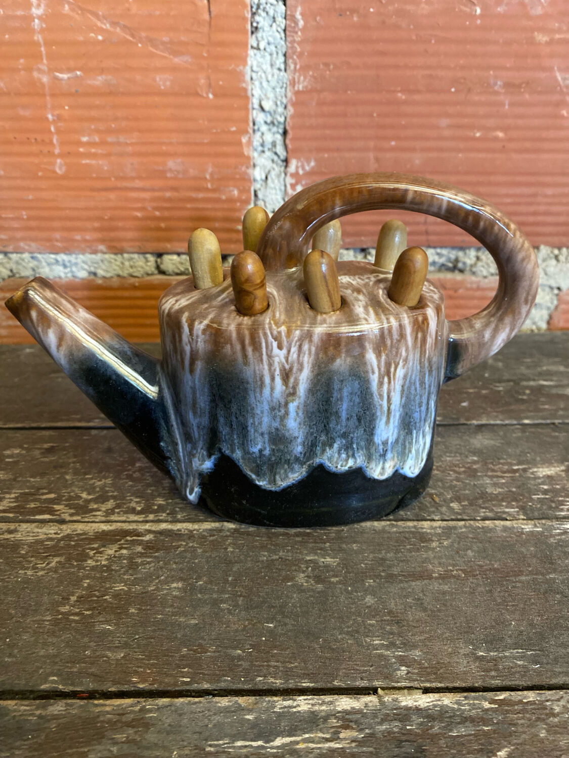 Vintage ceramic flower vase alphonse mouton watering can