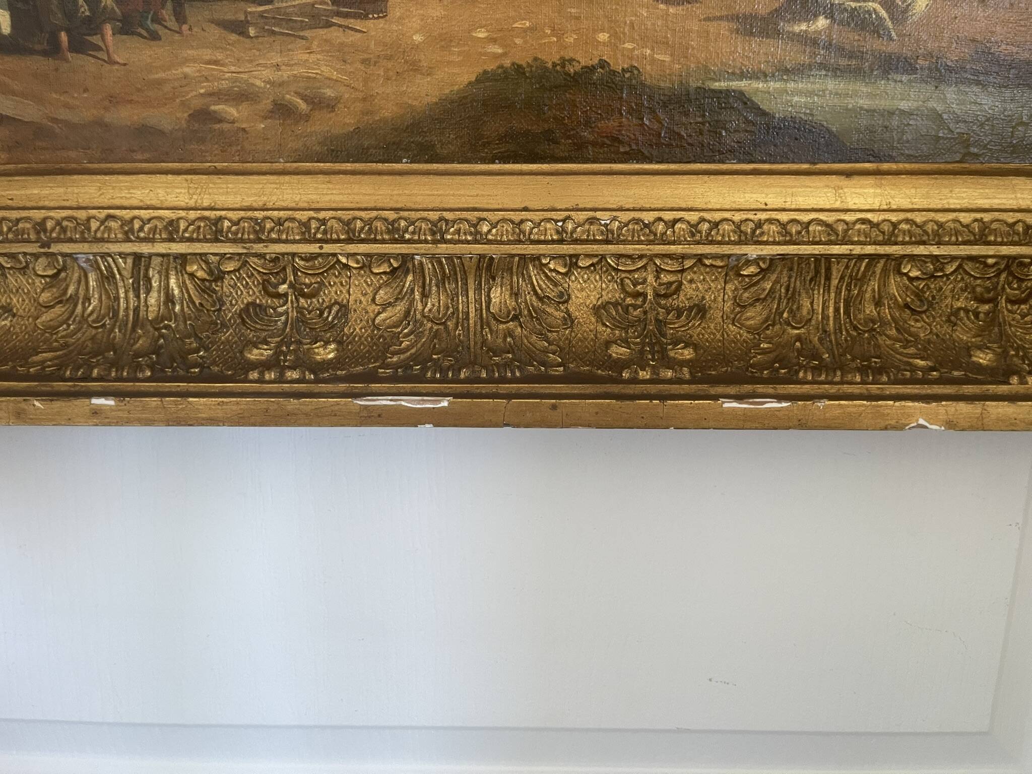 Old Painting French School Marine Port 19th Century Gaultier