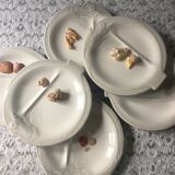 6 vintage fish plates