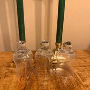 Pair of large candlesticks / convertible lanterns Hollywood Regency