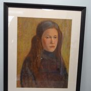Portrait of a young girl, oil on cardboard 44 x 54 cm