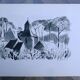 Original Indian ink wash drawing by Jean Villette (1913-2005)