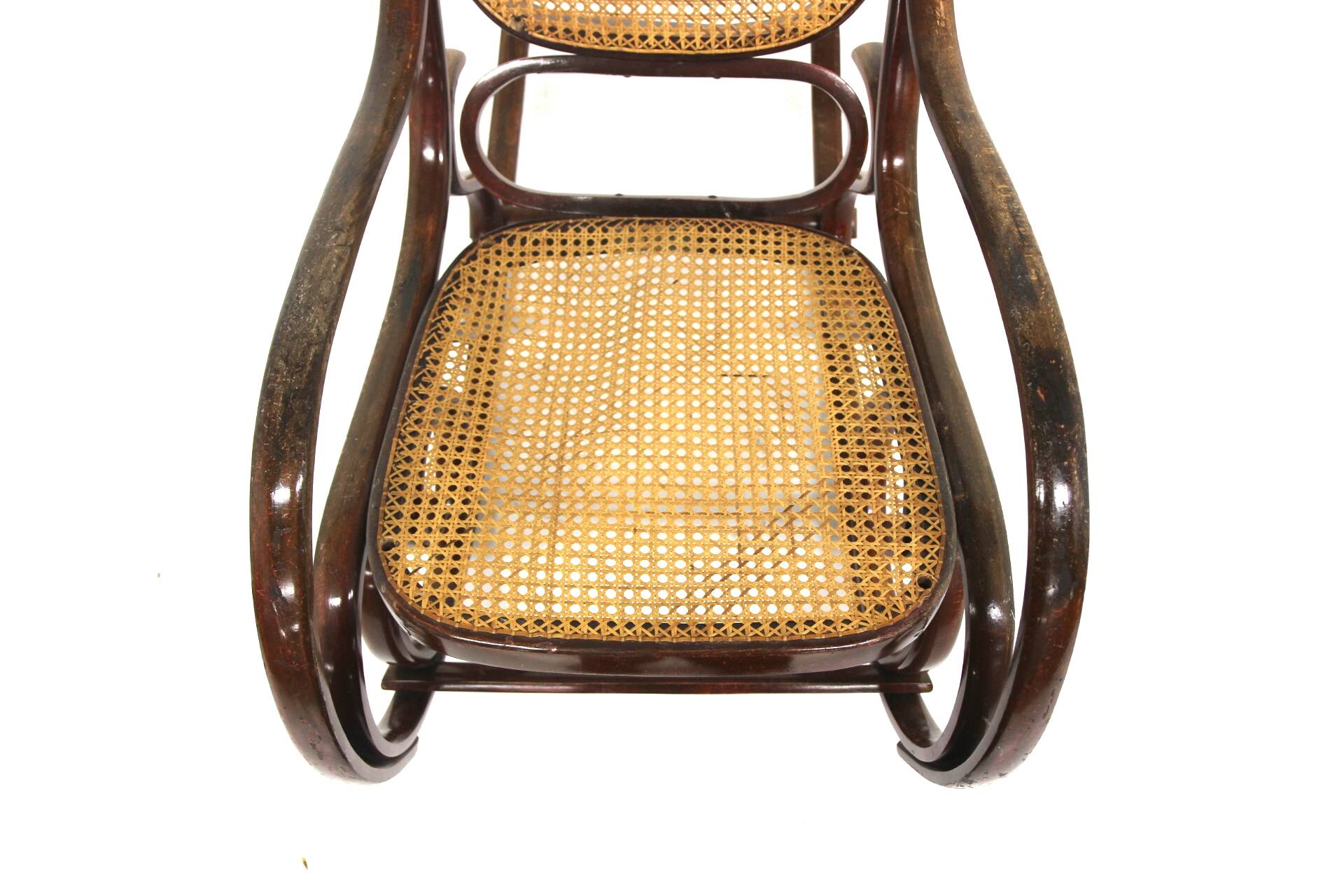 Beech rocking chair with caning, Fischel, Vienna, 1930