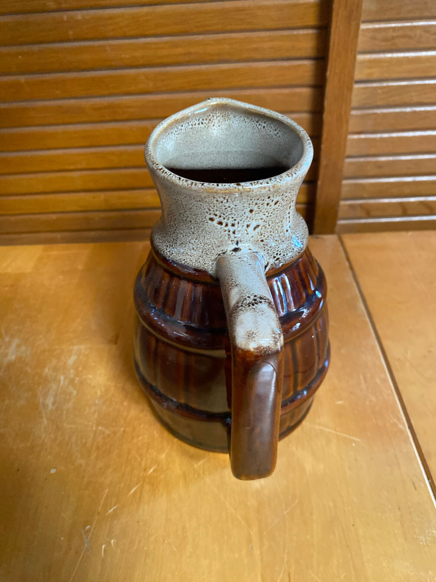 Vintage flamed ceramic barrel-shaped pichet in old style revol 1l #
