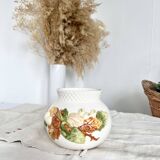 Cache-pot vintage automnal céramique motif barbotine noisettes