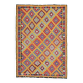 1970s Vintage Turkish Oushak Handmade Wool Cotton Red Area Rug 155x224