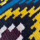 Romanian handwoven carpet with blue ground and yellow details