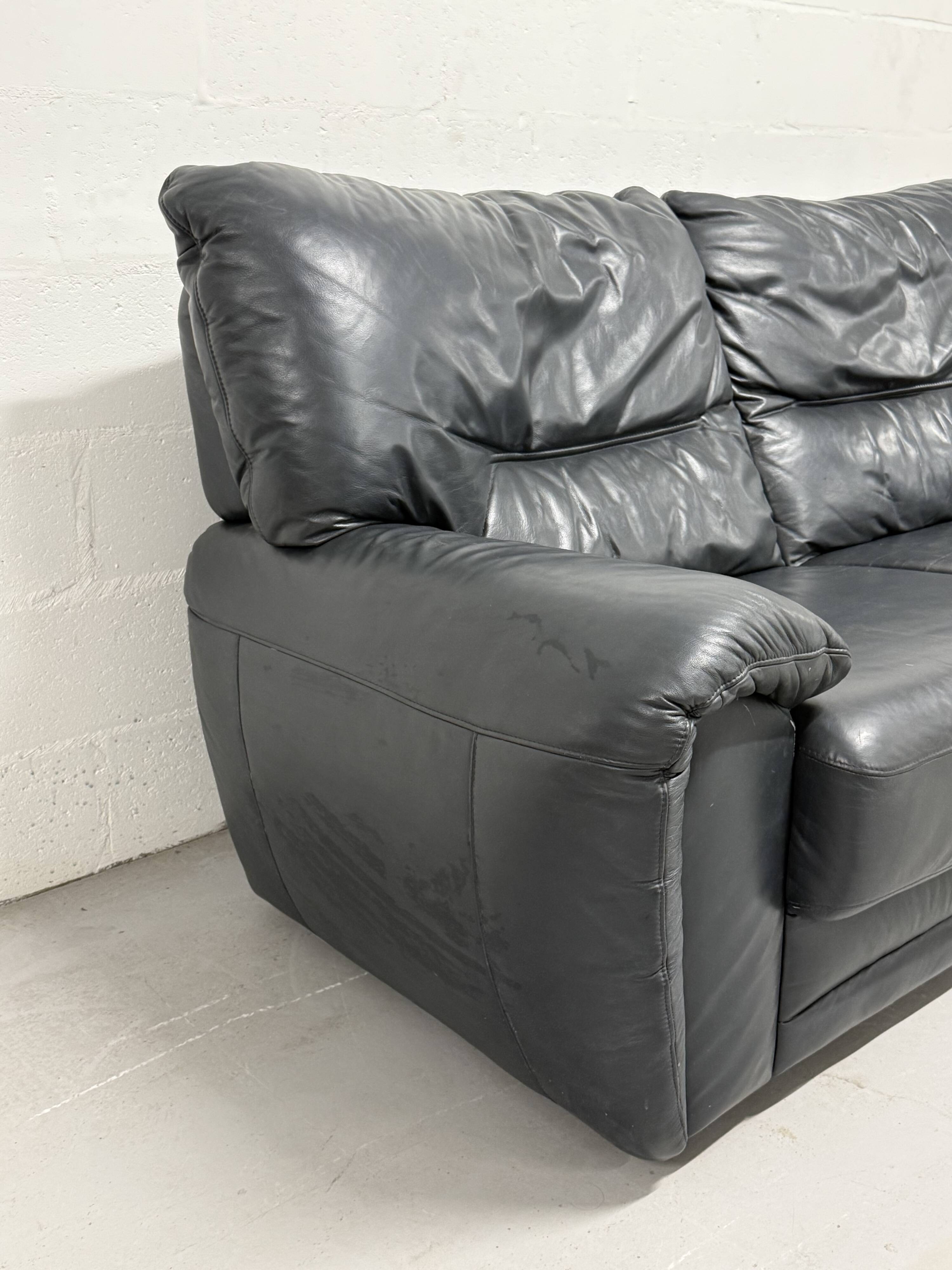 Anthracite grey leather sofa — Italian postmodern design