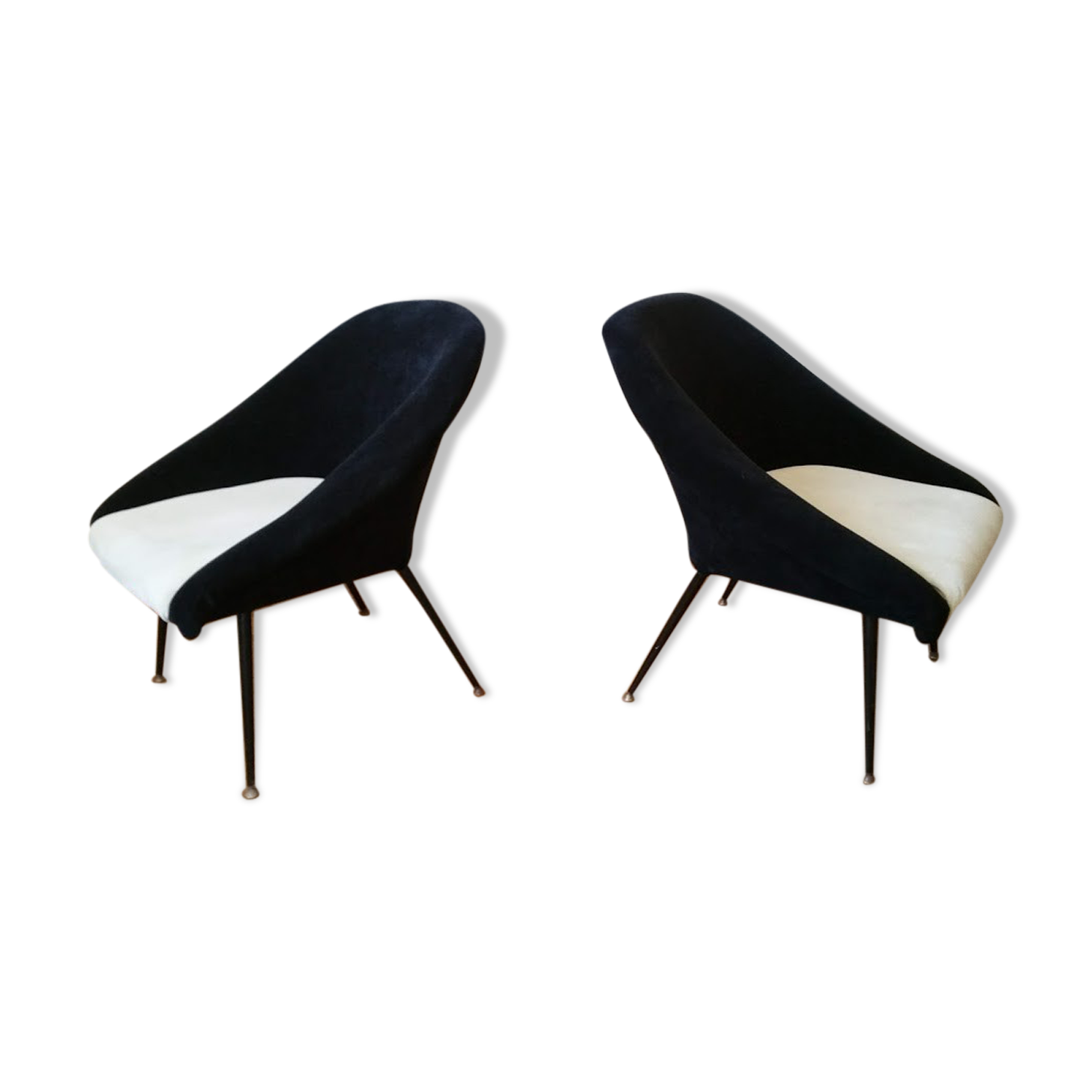 Pair of chairs basket Bi color restored 50 st. 60 feet metal