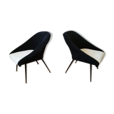 Pair of chairs basket Bi color restored 50 st. 60 feet metal