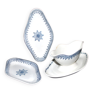 Saucière et 2 raviers - bleu saint