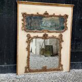 Fireplace Mirror Or Trumeau, Oil On Canvas And Gilded Wood, 18th Century