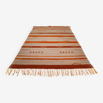 Scandinavian Art Deco/Functionalism Flat Weave Rug. 242 (274 incl. fringes) x 154 cm