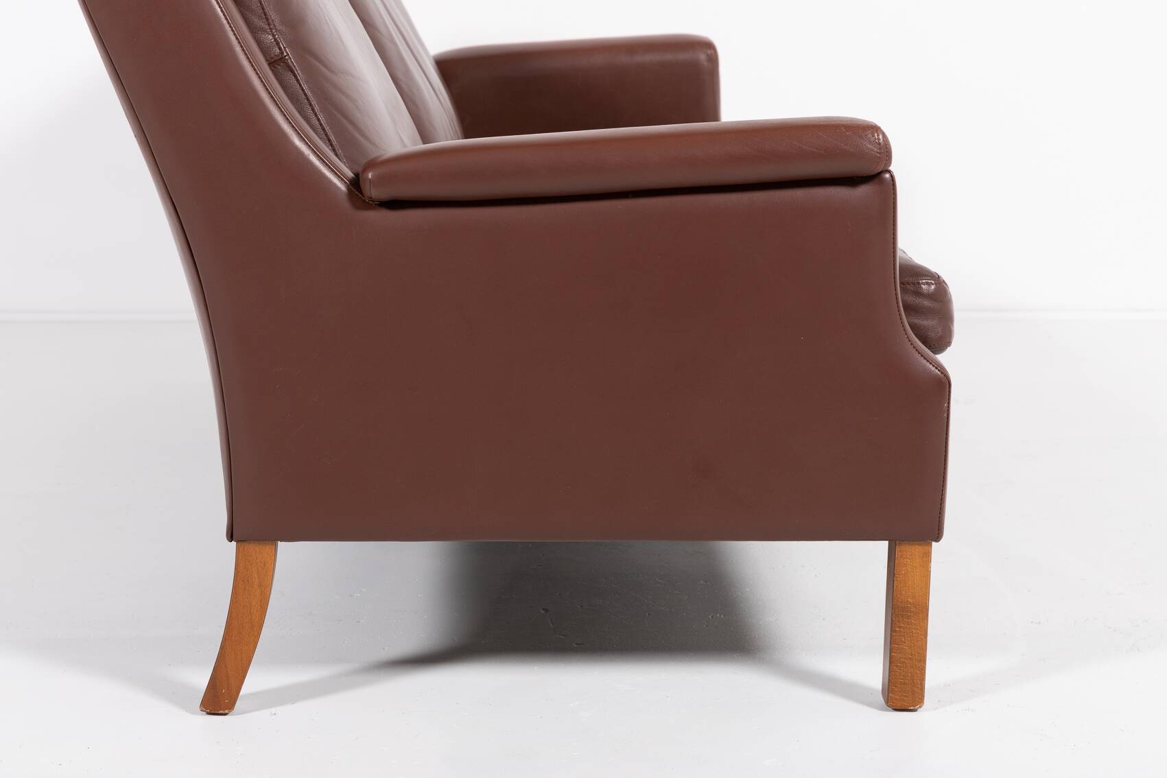 Canapé vintage en cuir marron de Mogens Hansen, Danemark 1980