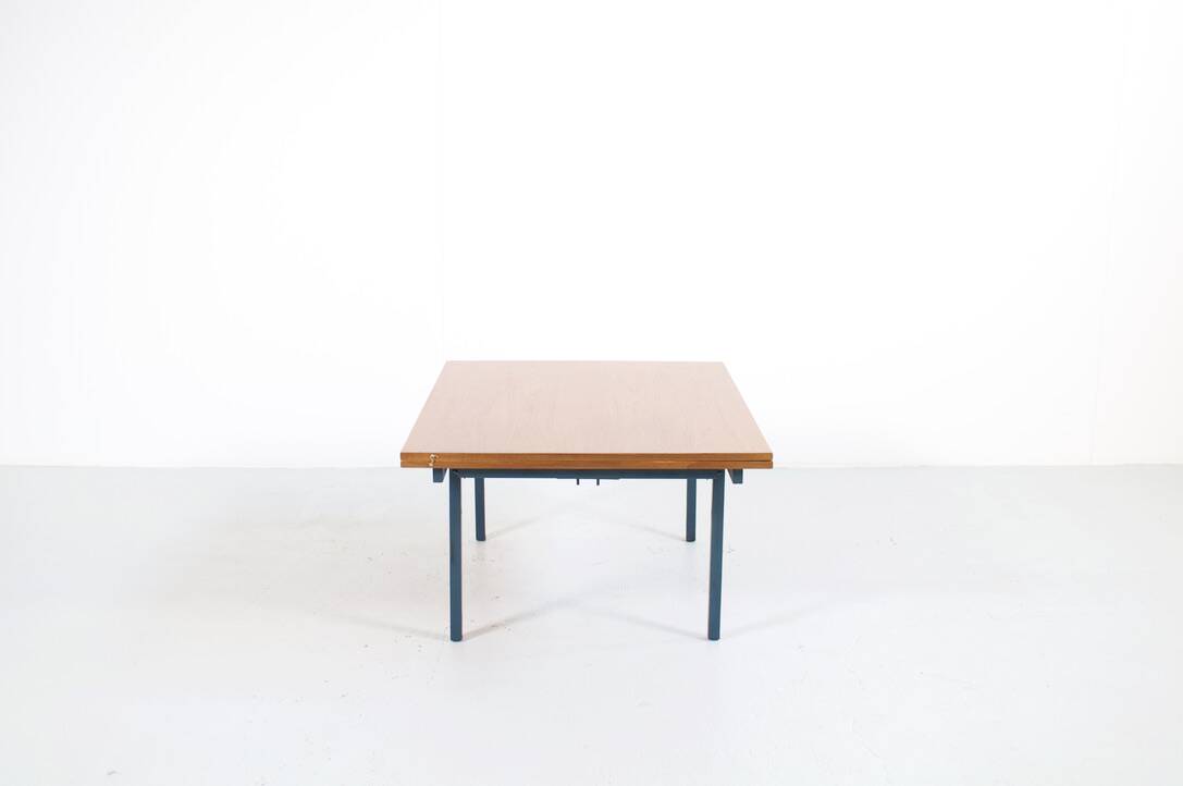 Transformable table teak and steel 1950's french manufacture