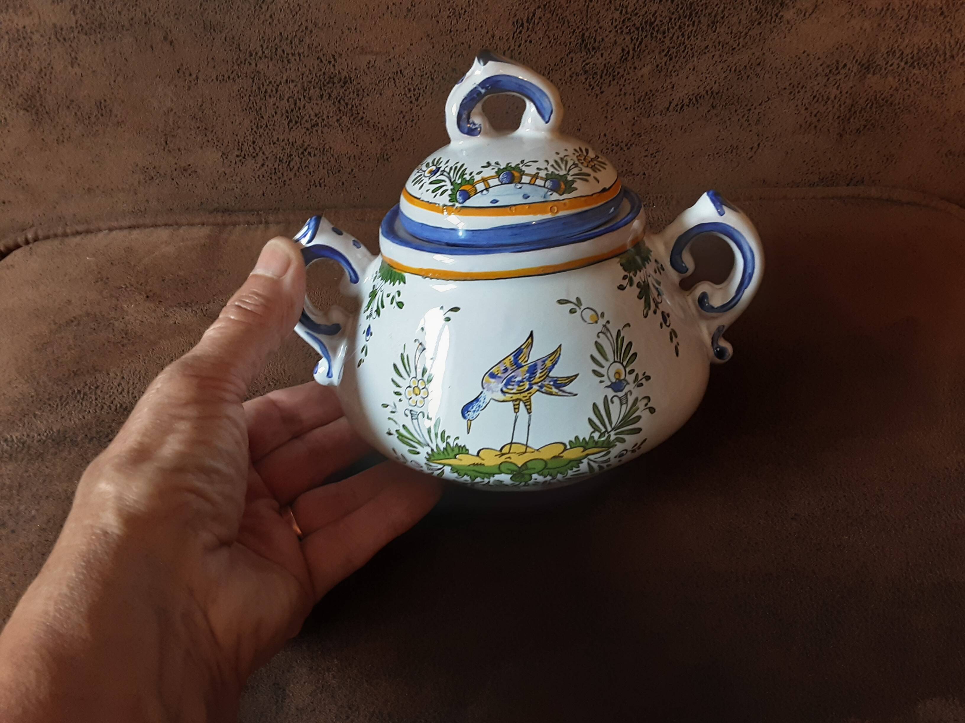 Sugar bowl, Angoulême art earthenware factory, Le Renoleau