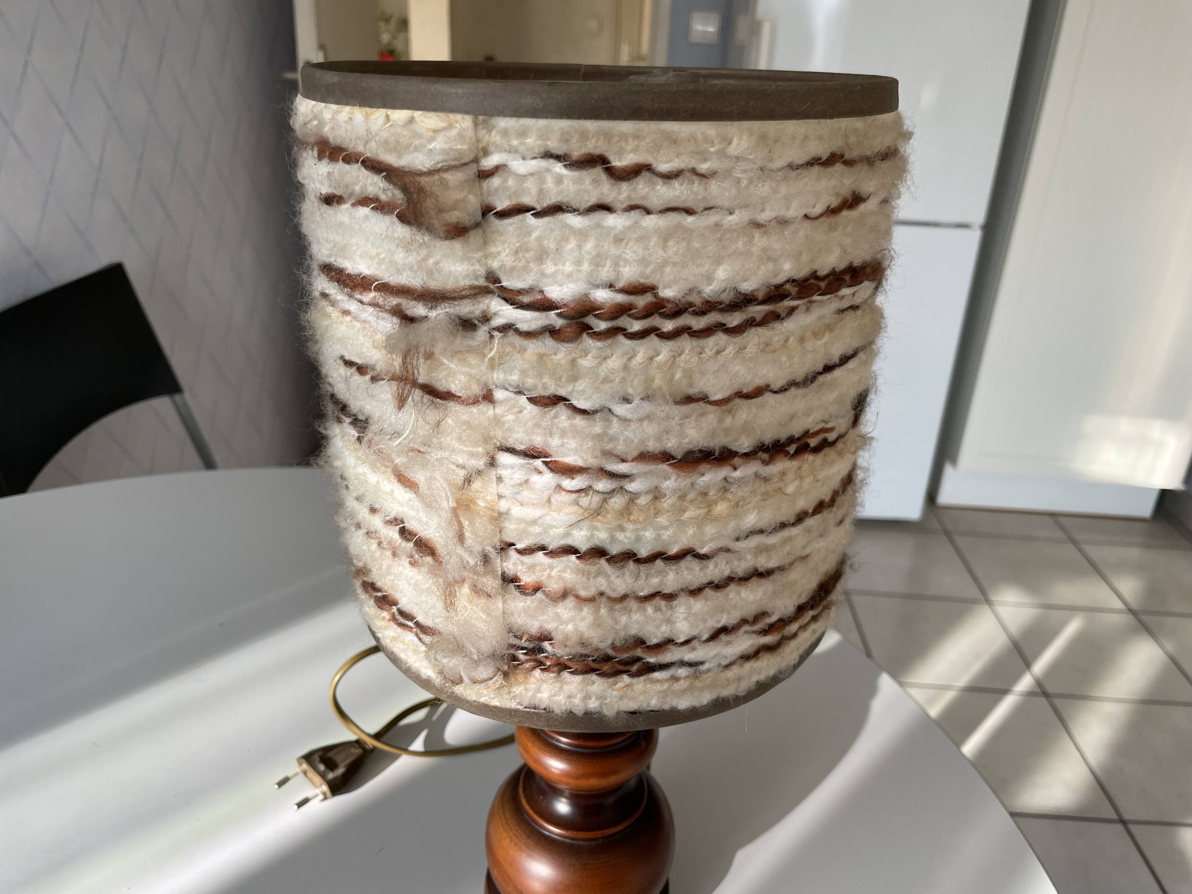 Turned wood lamp from the 1970s