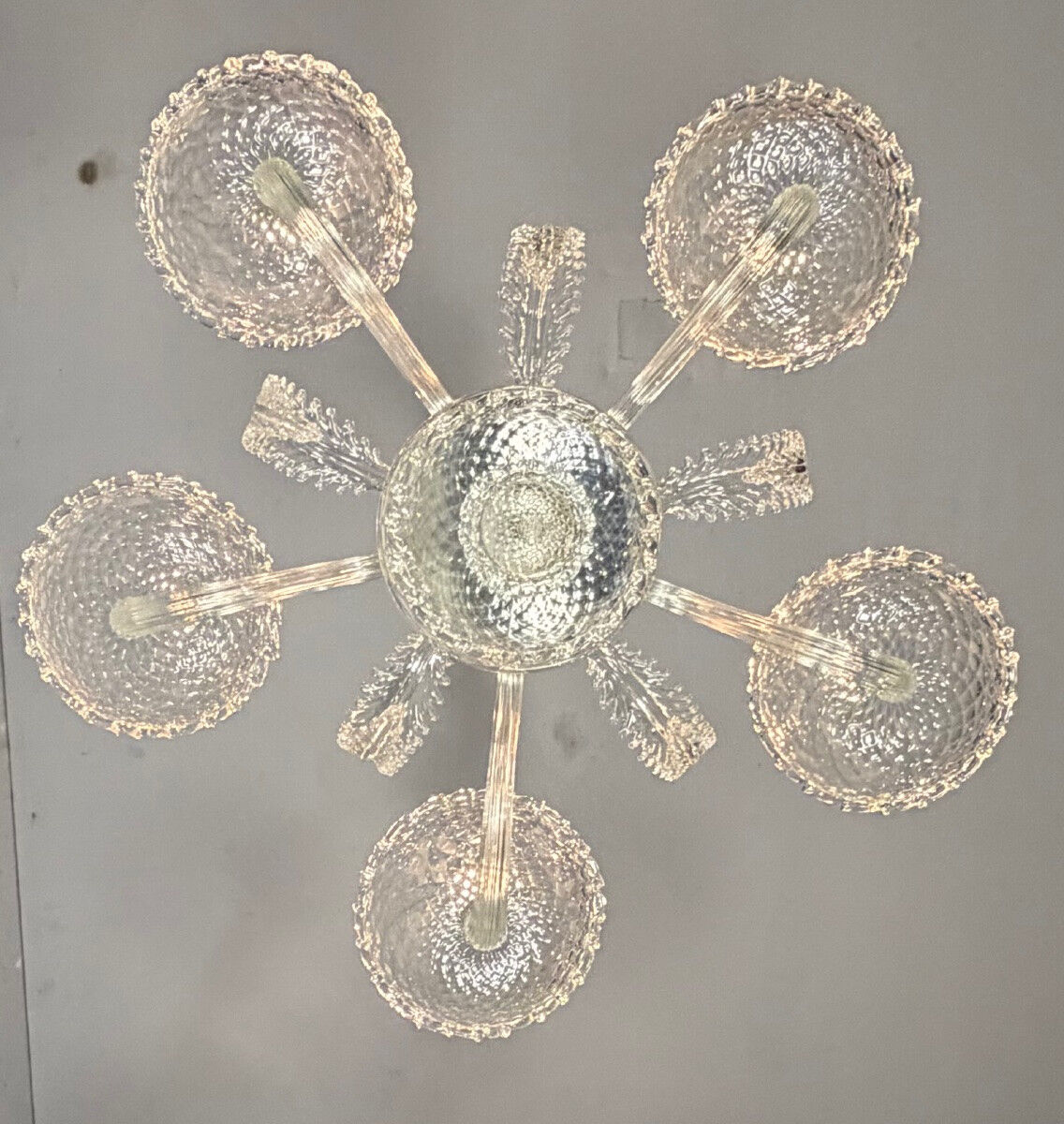 Venetian chandelier in Murano glass, 5 light arms, circa 1930.
