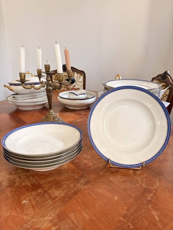 Lot 6 Assiette Creuse Porcelaine Limoges Bleu Doré Betoule & Legrand France