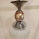 Art deco chandelier white clichy glass chrome and copper