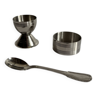Vintage stainless steel egg cup set