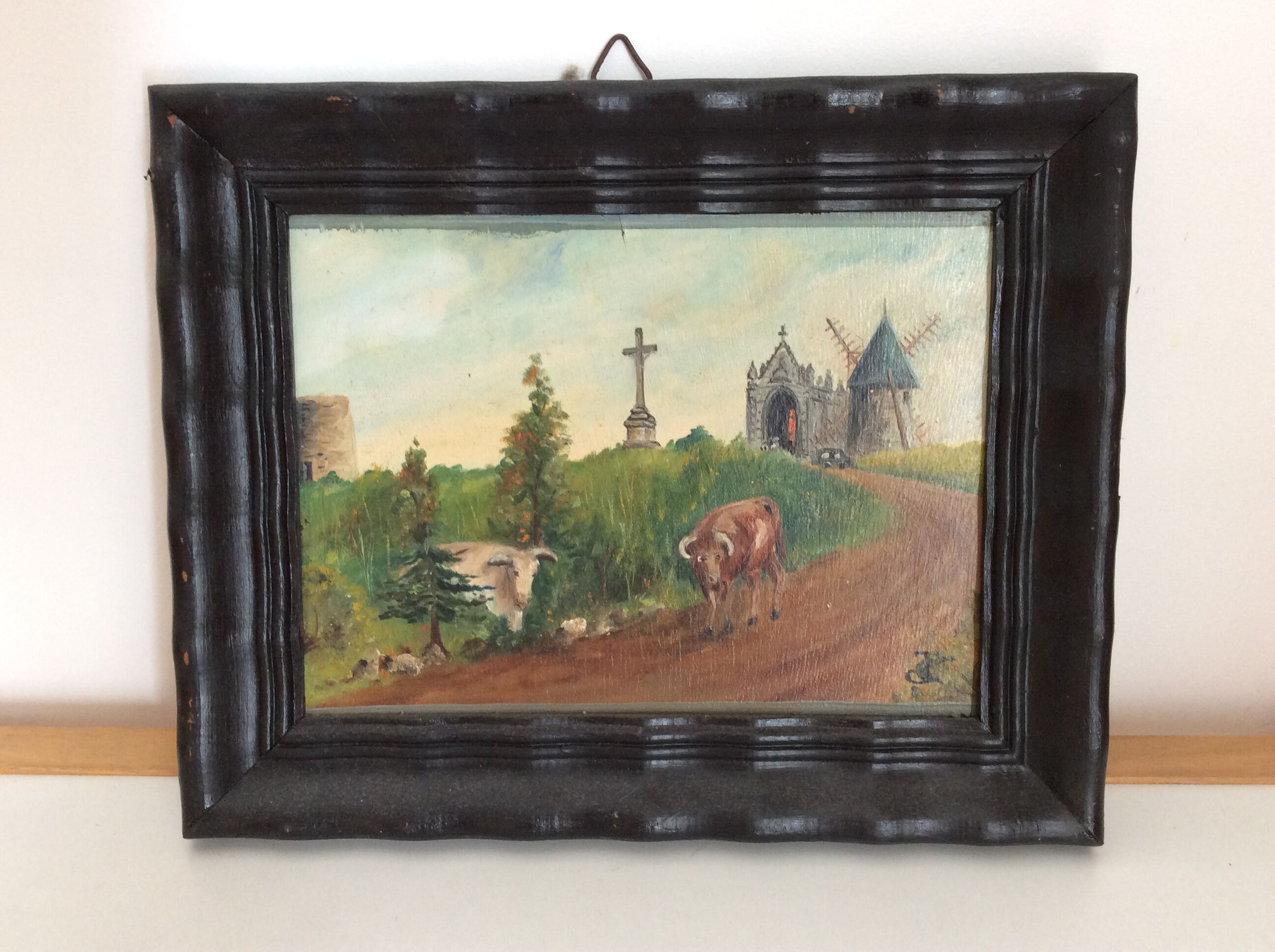 Old painting of a countryside landscape