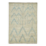 Hand-Knotted Turkish Contemporary 203 cm x 295 cm Beige Wool Carpet