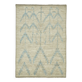 Tapis turc contemporain en laine beige noué à la main, 203 cm x 295 cm