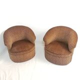 Armchairs with floral print of corduroy fabric. 1980s.