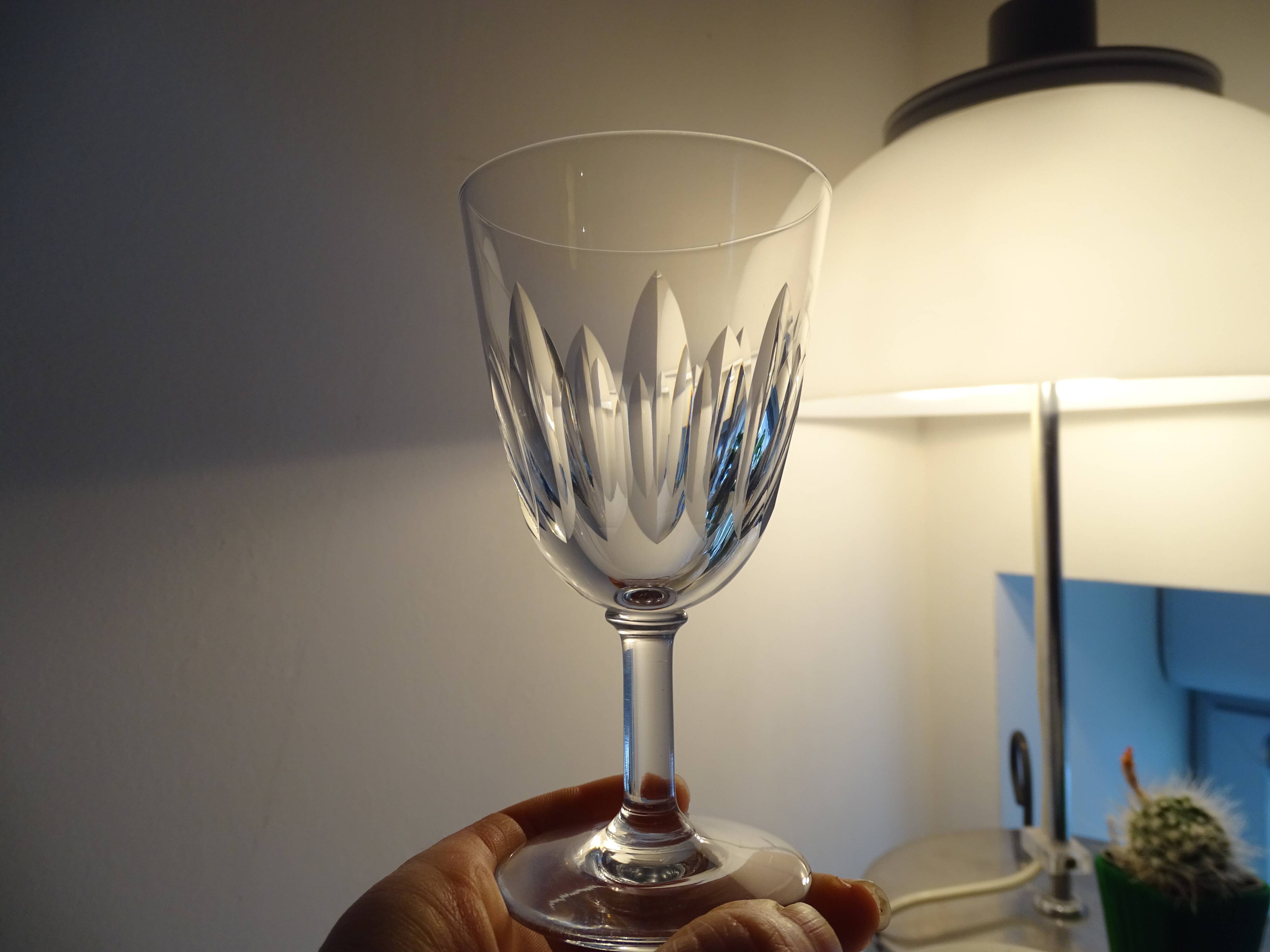 2 old white wine glasses Baccarat crystal model CASSINO - 12 cm