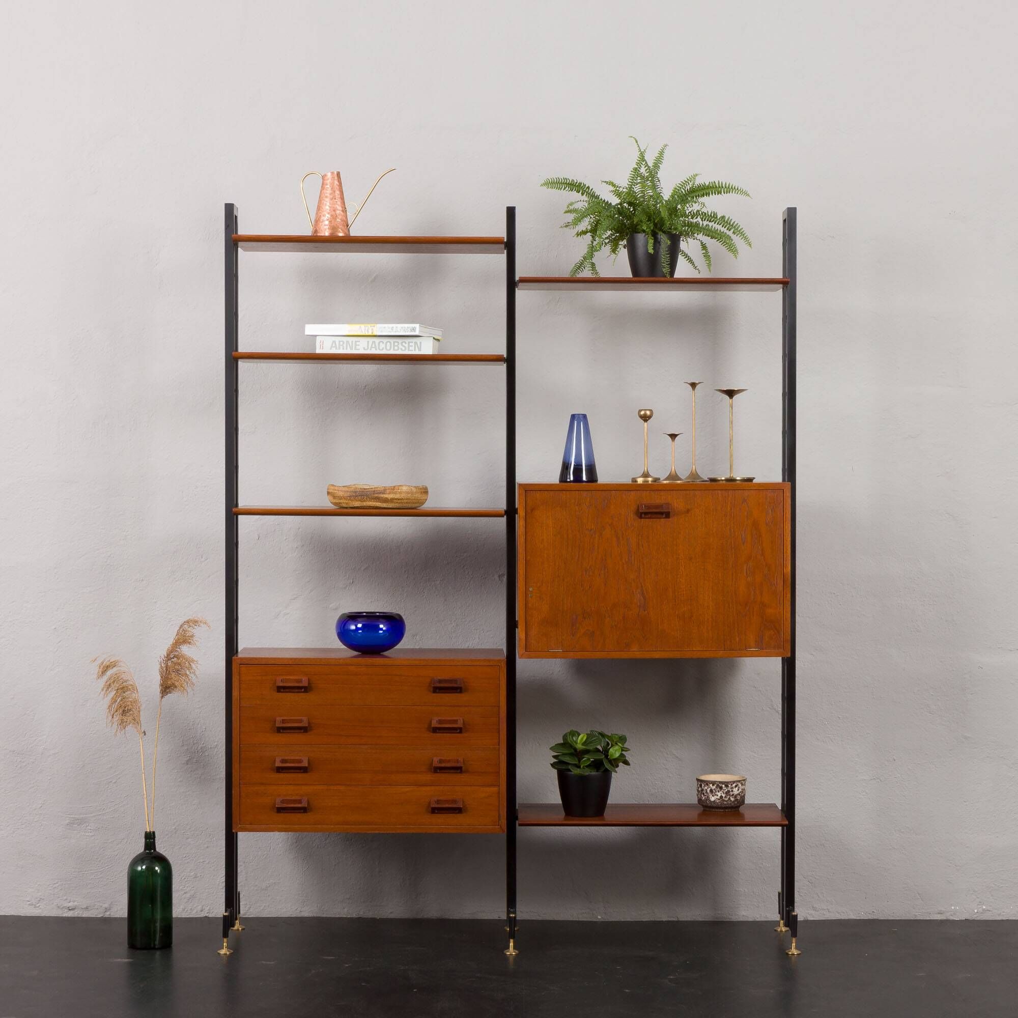 Italian mid century free standing wall unit or room divider with secretaire or bar cabinet, 1960s