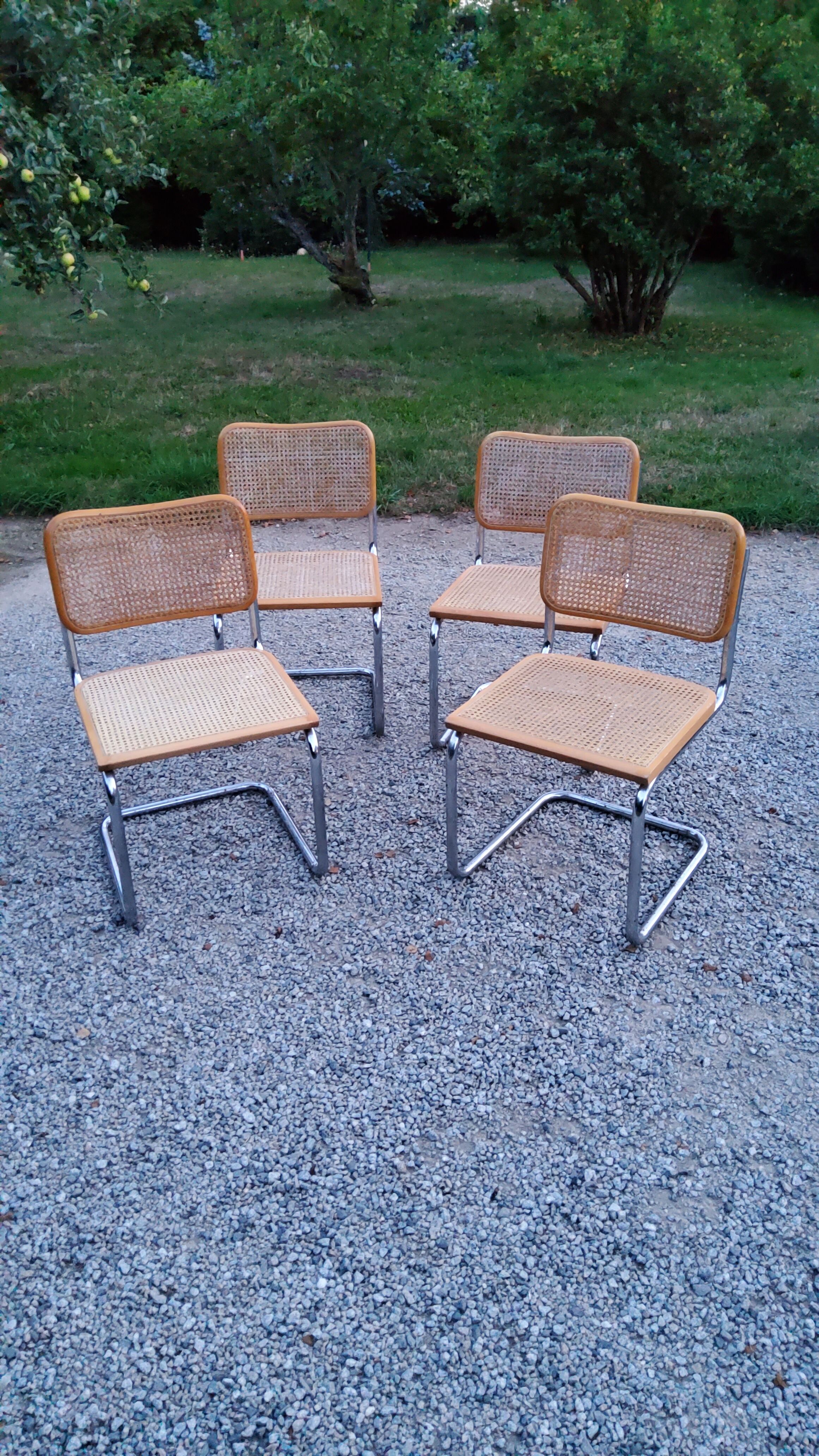 Set of 4 chairs cesca B32 Marcel Breuer Italian edition 1970