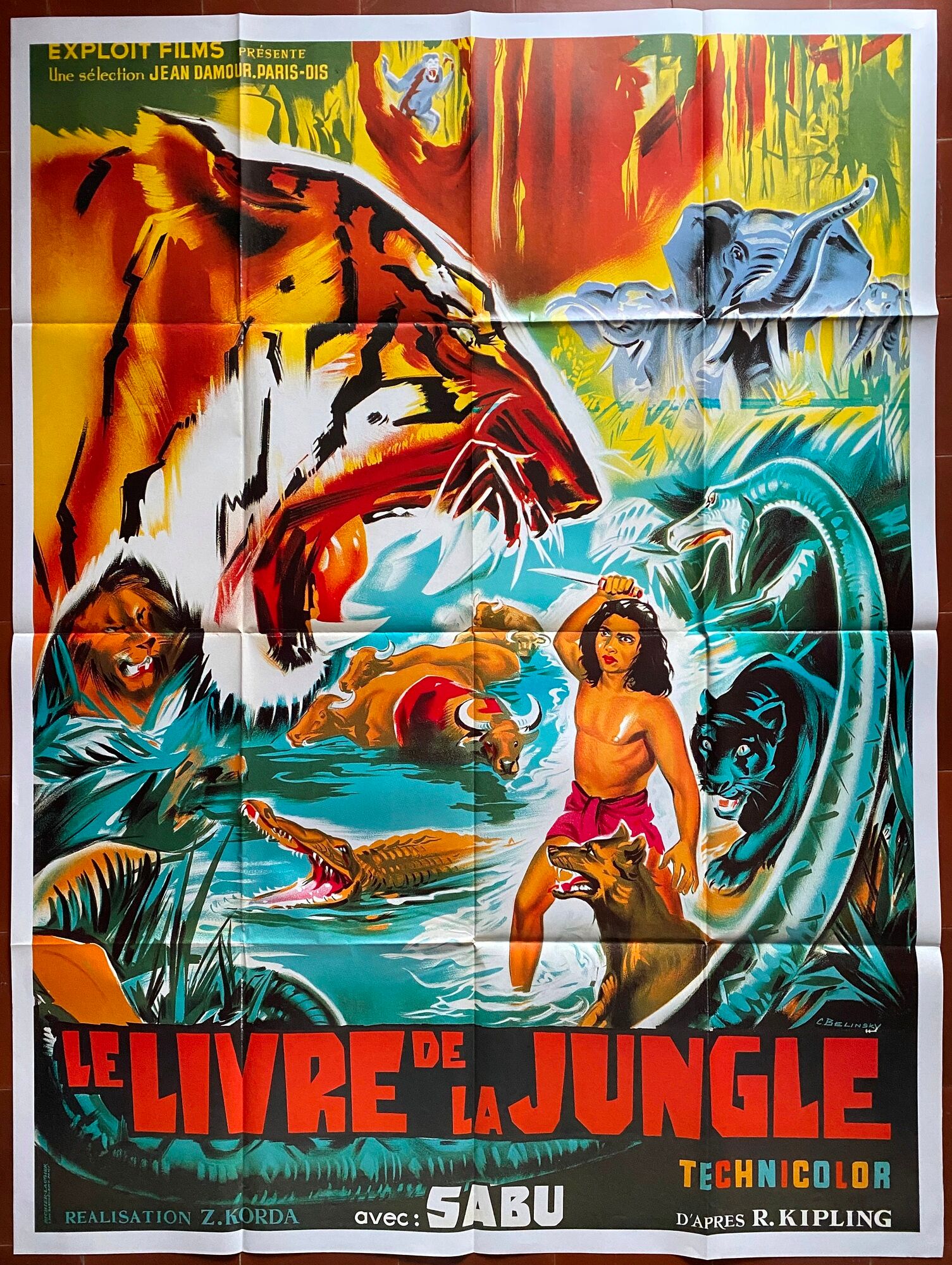 Movie poster "The Jungle Book" Sabu 120x160cm 1980
