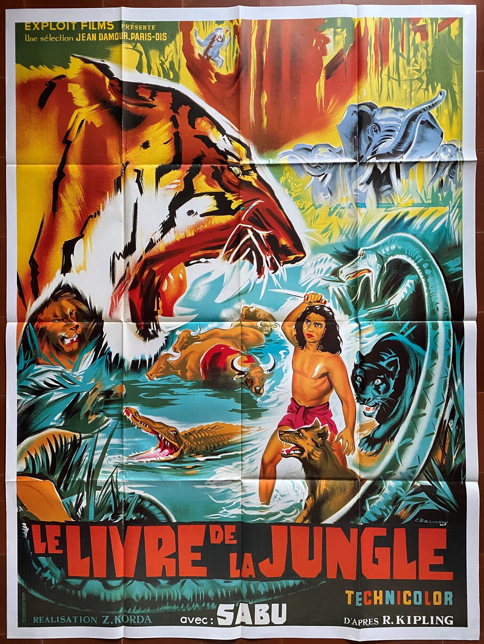 Movie poster "The Jungle Book" Sabu 120x160cm 1980