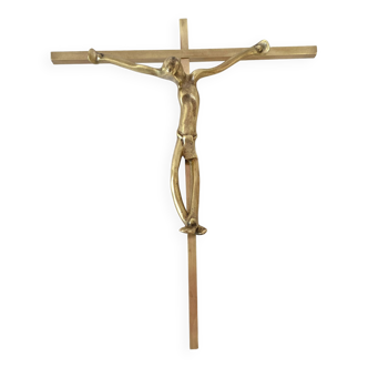 Crucifix bronze, sculpture années 70