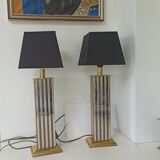 Pair of black and gold art deco style lamps