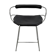 Contemporary kitchen bar stool with black steel backrest.